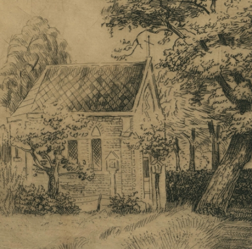 Romain Malfliet met een ets van Belsele