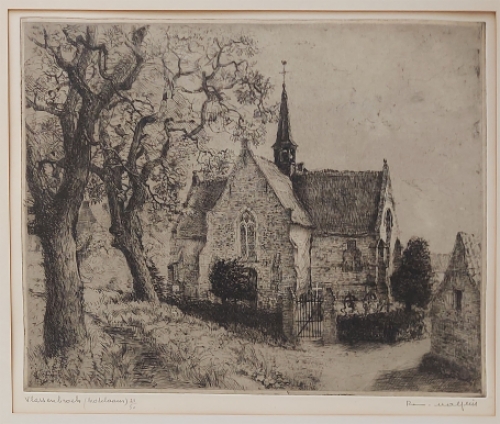 Belgische etser Romain Malfliet met een ets