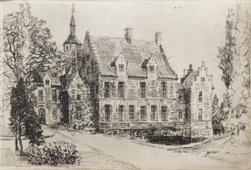 Romain Malfliet met een ets van Sint Niklaas