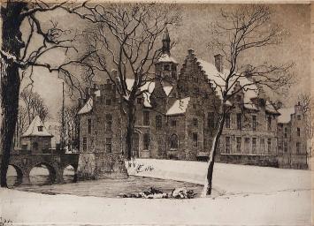 Romain Malfliet met een ets van Sint Niklaas