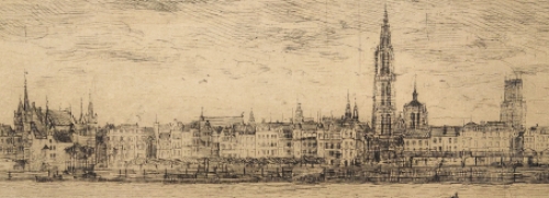 Etsen kopen van Romain Malfliet, de Schelde en Antwerpen