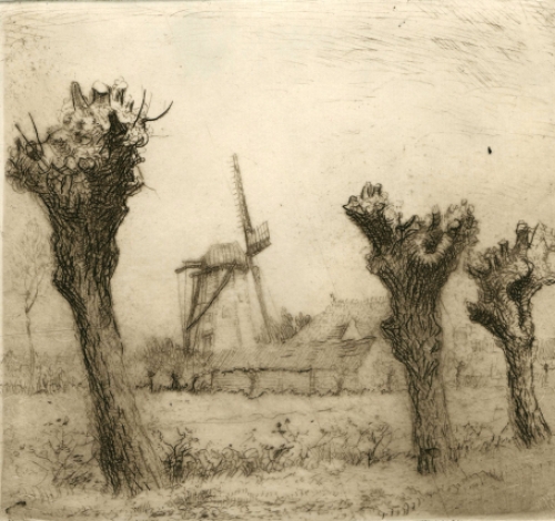 Witte Molen te St Niklaas, ets van Malfliet kopen