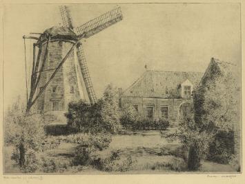 Belgische etser R. Malfliet met een grote ets