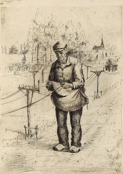 Romain Malfliet met een ets van een zeeldraaier