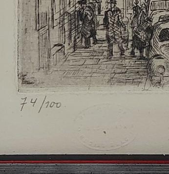 Romain Malfliet met een kleine ets op papier