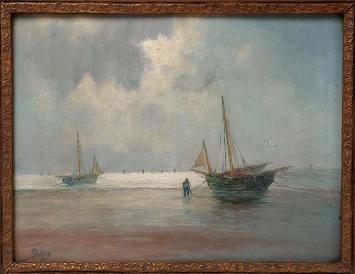 Romain Steppe met een schilderij van de Panne