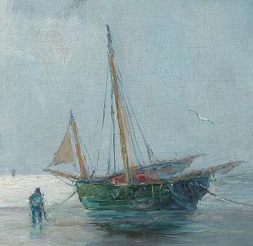 Kunstwerk geschilderd op paneel door R. Steppe