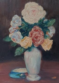 Bloemenstilleven van de Belgische kunstschilder R. Steppe kopen