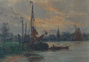Olieverfschilderij van R. Steppe, klein kunstwerkje