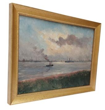 Schelde, Stoomboot en een sleepboot in het water