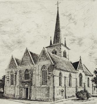 Romain Malfliet met een ets van Zingem