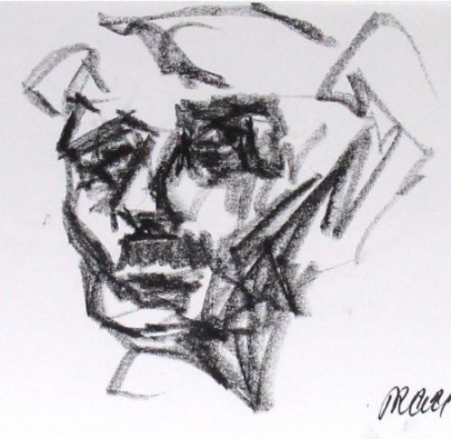 Belgische kunstenaar Ronald De Winter met een werkje uit 2014