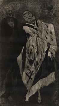 Heliogravure  La mort au bal masqué van  Félicien Rops