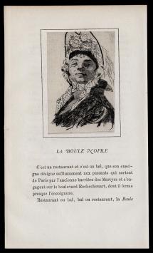 Félicien Rops met een ets uit 1864 , La Boule Noire