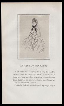 Félicien Rops met een ets uit 1864 , Le Jardin de Paris