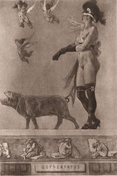 Heliogravure Pornocrates La dame au cochon 1905 Exsteens 982