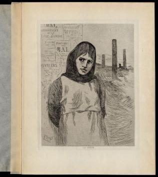Ets van Félicien Rops gesigneerd in de plaat