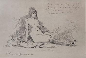 Ets La femme à la fourrure, assise van F. Rops