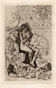 Félicien Rops met een ets uit 1881