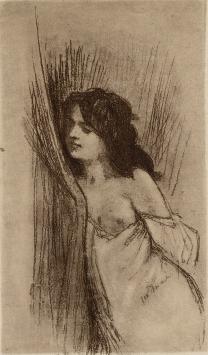 Heliogravure Derriere le Rideau van  Félicien Rops