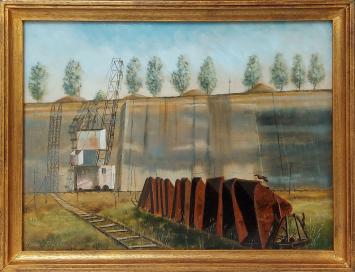 Olieverfschilderij van 1991 van kleigroeve