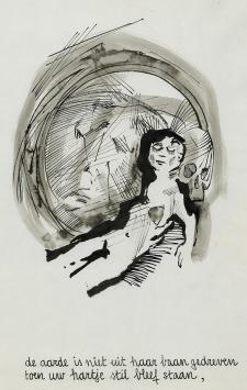 Tekening van de Belgische kunstenaar Rudi Pillen