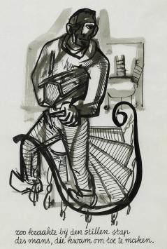 Tekening van de Belgische kunstenaar Rudi Pillen