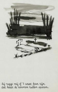 Tekening van de Belgische kunstenaar Rudi Pillen