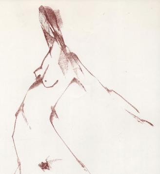 Rudi Pillen met een naakttekening uit 1988