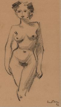 Tekening (houtskool) van de Belgische kunstenaar Rudi Pillen