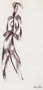 Rudi Pillen met een naakttekening uit 1988