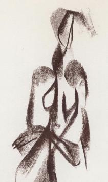 Gestileerde Wasco tekening naakte vrouw frontaal 1988