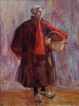 Schilderes Saartje Hélène Catz-Enthoven met een schilderij