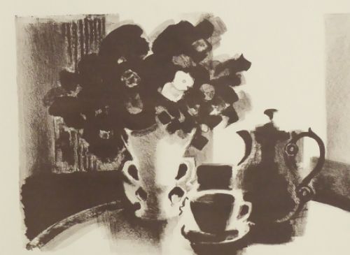 Stilleven Bloemen en koffieset 1/10