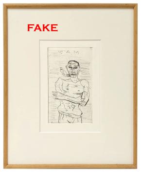 Droge naald ets, zelfportret van Sam Dillemans, gesigneerd in de plaat, ingelijst.