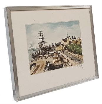 Edgard Schellinck met een grafisch kunstwerk