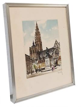 Edgard Schellinck met een grafisch kunstwerk