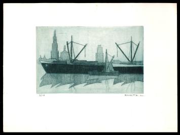 Schepen op de Schelde van de Belgische kunstenaar Léon Smets