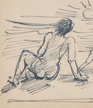 Tekening van Frans Masereel uit zijn schetsboek