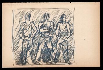 Stoere mannen, schets van Belgische graficus Frans Masereel kopen