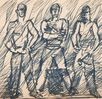 Originele tekening van Frans Masereel uit zijn schetsboek