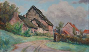 Victor Dieu met kunstwerk uit 1938