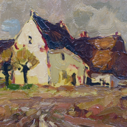 Kunstschilder John Gérard met landschapstafereel