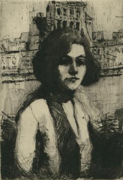 Ets, Jeune femme au bord de l'eau van R. Schönberg