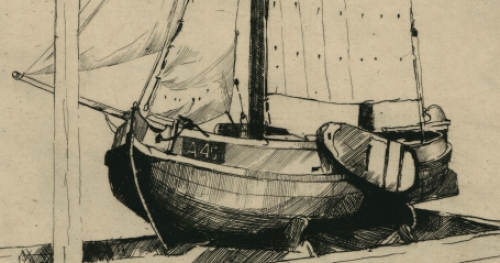 Etsen van Belgische etser Rodolphe Schönberg