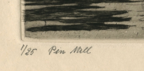 Rodolphe Schönberg met een ets, dry needle