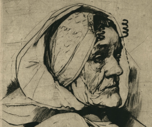 Rodolphe Schönberg met een ets, Grietje II