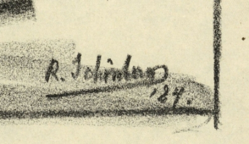 Rodolphe Schönberg met een tentoonstellingsaffiche