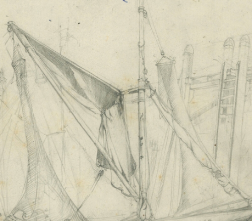 Rodolphe Schönberg met een boot tekening