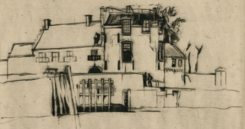 Rodolphe Schönberg met een oude ets in uitstekende staat